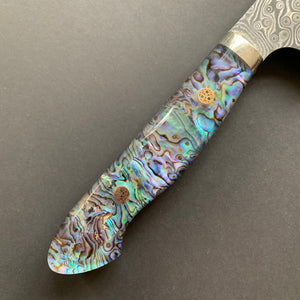 Kiritsuke Gyuto knife, SG2 powder steel, Damascus finish, Western style Abalone handle - Nigara