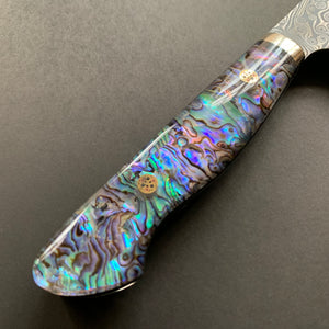 Kiritsuke Gyuto knife, SG2 powder steel, Damascus finish, Western style Abalone handle - Nigara