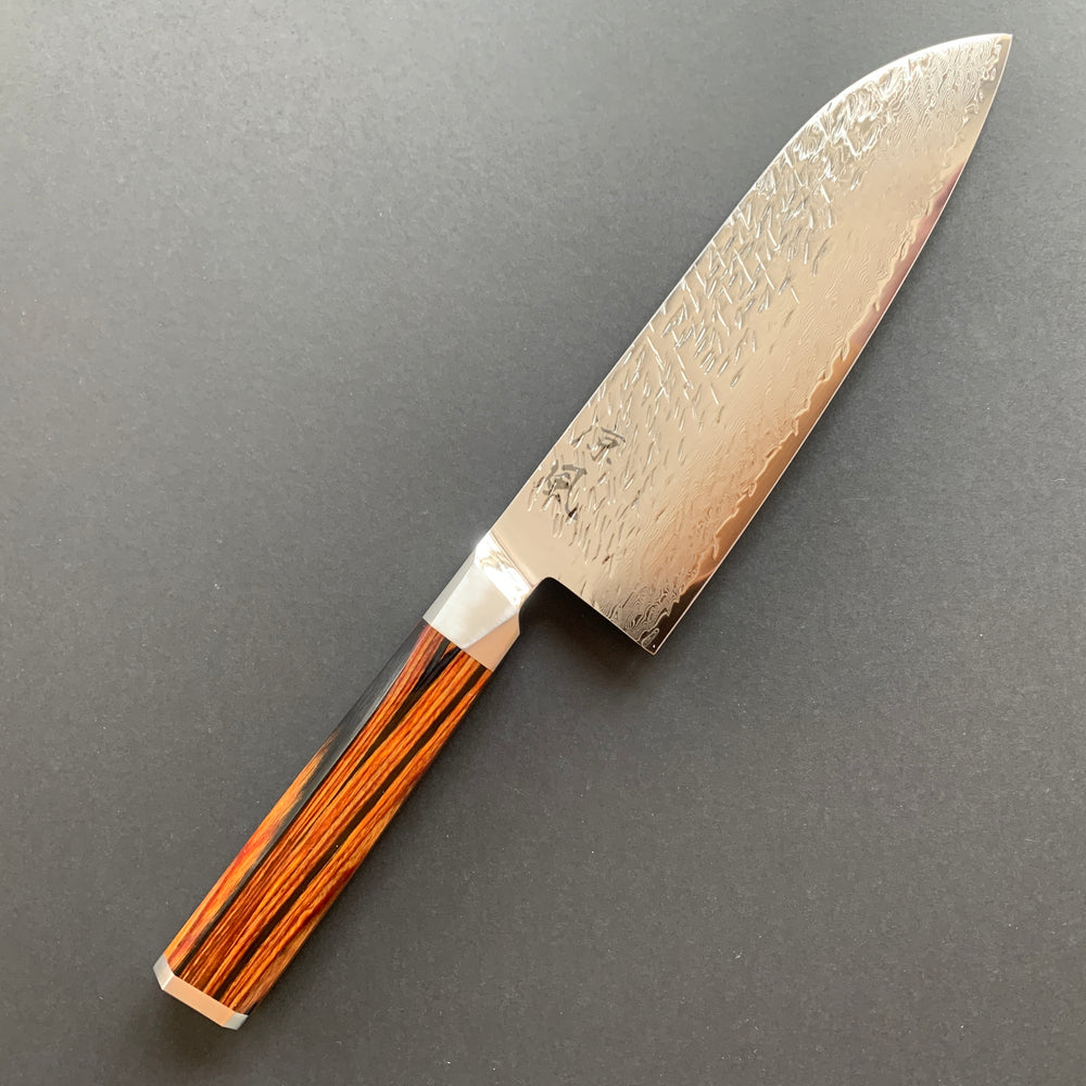 Santoku knife, SG2 powder steel, Damascus Tsuchime finish - Ono Knife