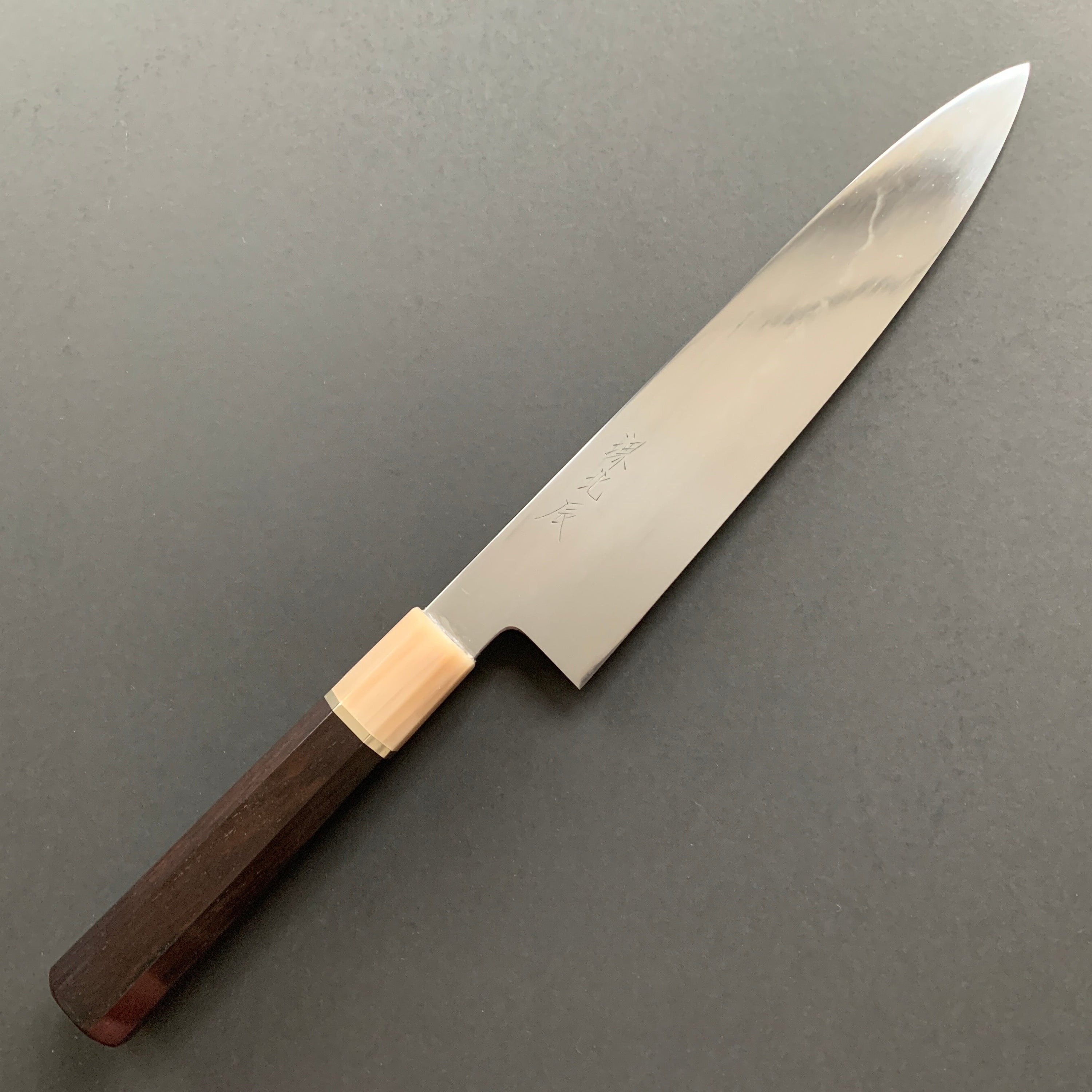 Honyaki Gyuto knife, Shirogami 2 Carbon steel, mirror polish finish - Ikeda