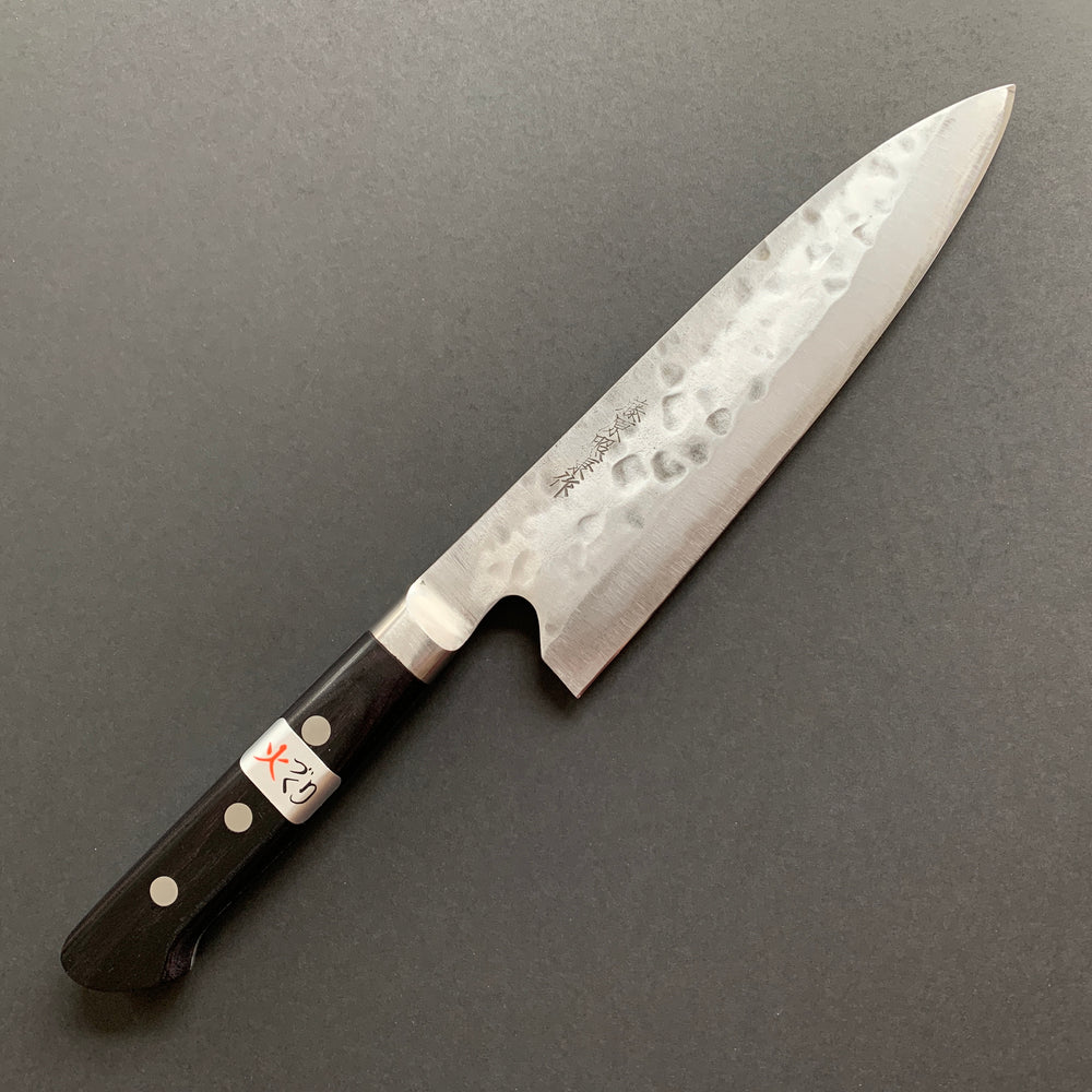 Gyuto knife, Shirogami 1 with stainless steel cladding, nashiji finish, Maboroshi range, western handle - Fujiwara