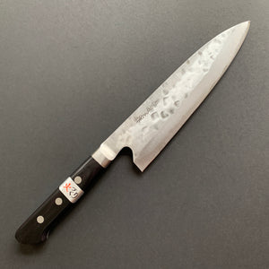 Gyuto knife, Shirogami 1 with stainless steel cladding, nashiji finish, Maboroshi range, western handle - Fujiwara