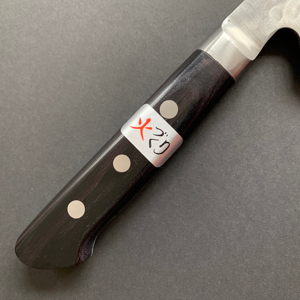 Gyuto knife, Shirogami 1 with stainless steel cladding, nashiji finish, Maboroshi range, western handle - Fujiwara