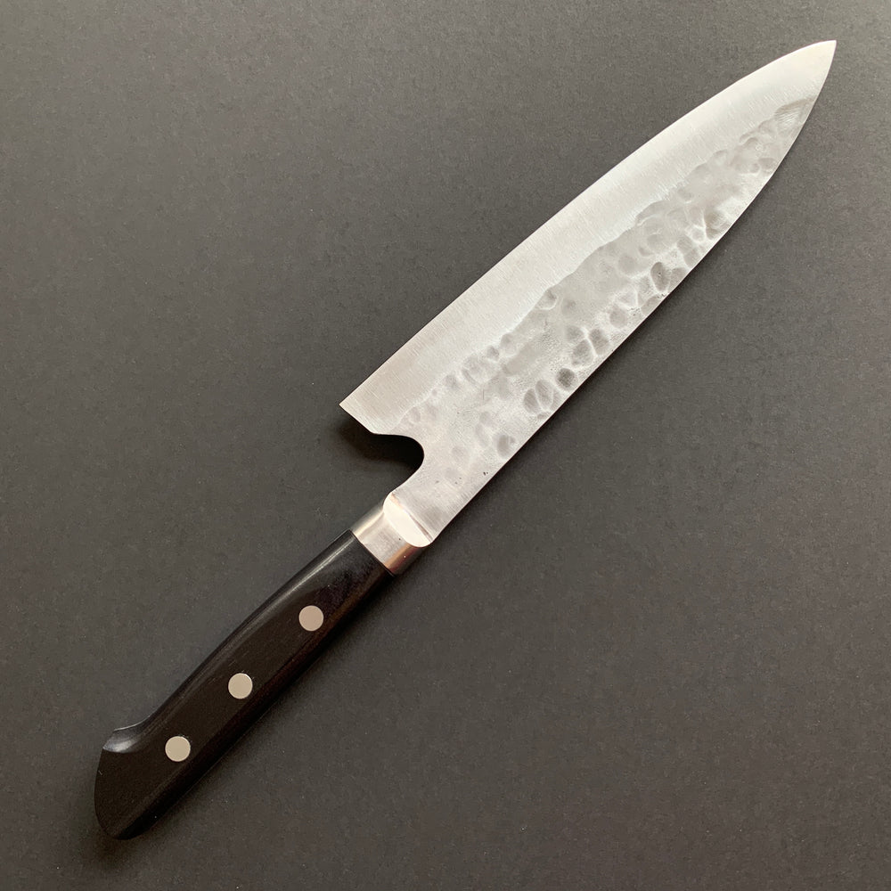 Gyuto knife, Shirogami 1 with stainless steel cladding, nashiji finish, Maboroshi range, western handle - Fujiwara