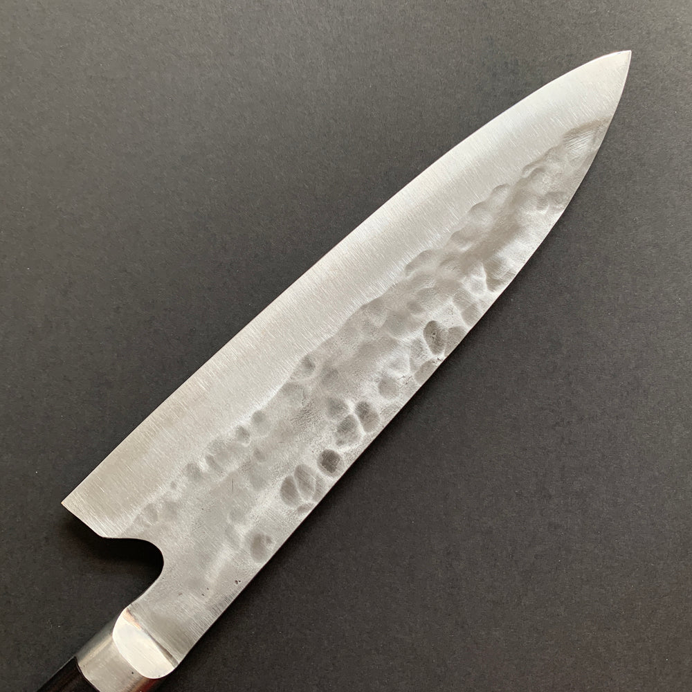 Gyuto knife, Shirogami 1 with stainless steel cladding, nashiji finish, Maboroshi range, western handle - Fujiwara