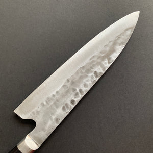 Gyuto knife, Shirogami 1 with stainless steel cladding, nashiji finish, Maboroshi range, western handle - Fujiwara