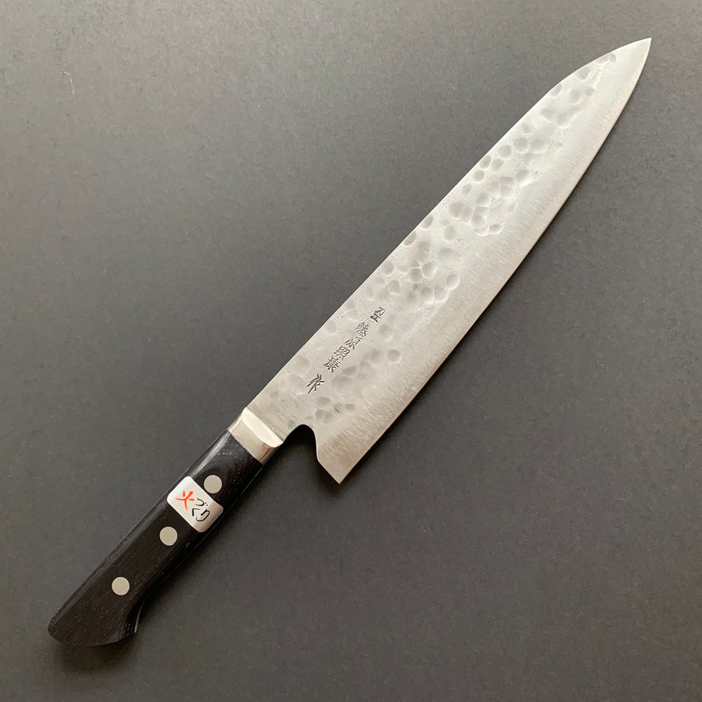 Gyuto knife, Shirogami 1 with stainless steel cladding, nashiji finish, Maboroshi range, western handle - Fujiwara
