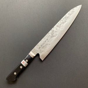 Gyuto knife, Shirogami 1 with stainless steel cladding, nashiji finish, Maboroshi range, western handle - Fujiwara