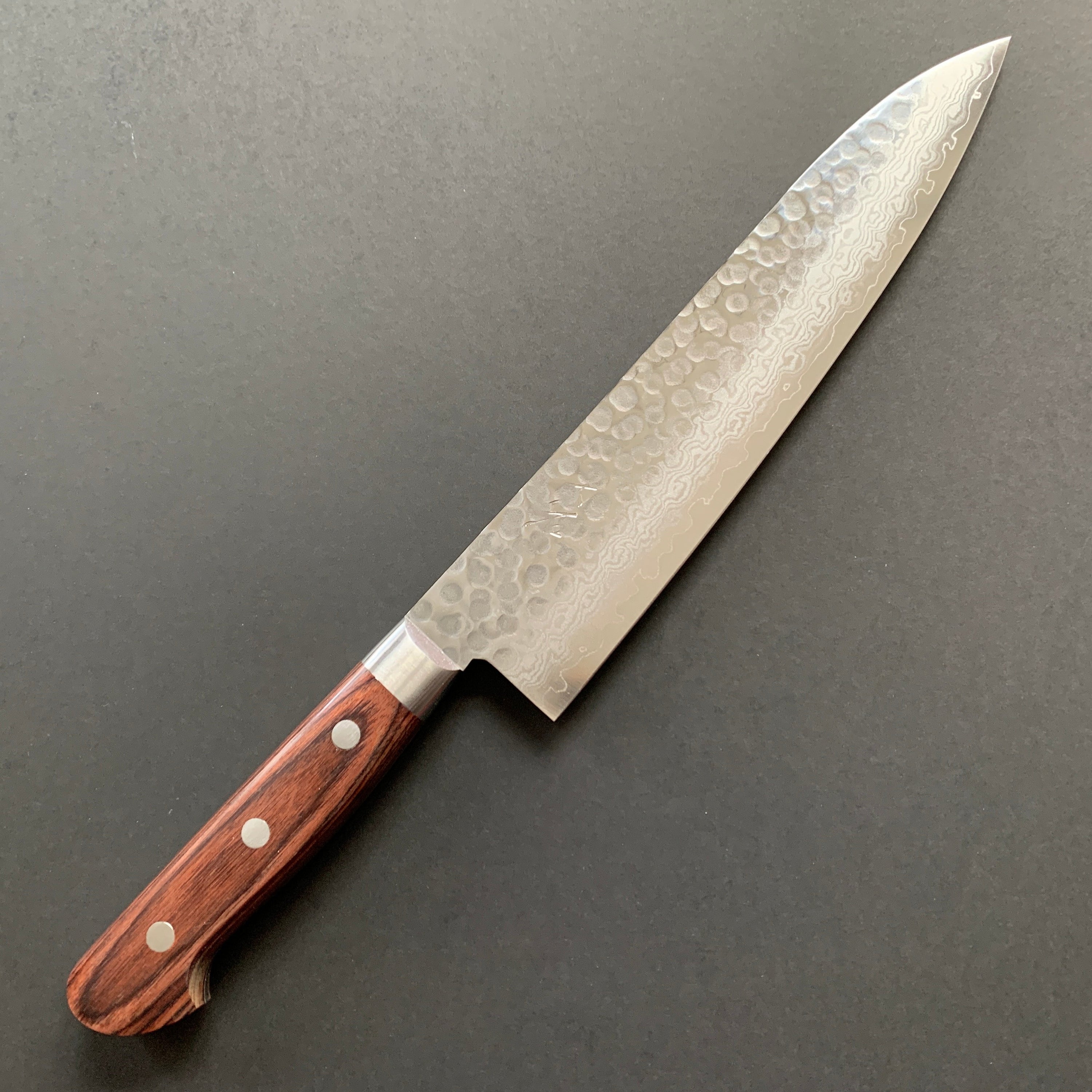 Gyuto knife, VG10, damascus and tsuchime finish - Ohishi