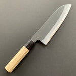 Santoku knife, Shirogami 2 with iron cladding, Kurouchi finish - Mutsumi Hinoura