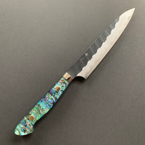 Petty knife, SG2 powder steel, Kurouchi Tsuchime finish, Western style Abalone Shell handle - Nigara