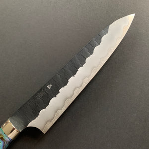 Petty knife, SG2 powder steel, Kurouchi Tsuchime finish, Western style Abalone Shell handle - Nigara