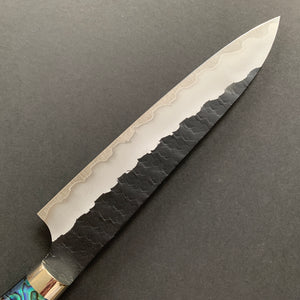 Petty knife, SG2 powder steel, Kurouchi Tsuchime finish, Western style Abalone Shell handle - Nigara