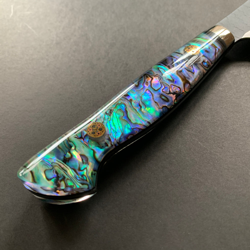 Petty knife, SG2 powder steel, Kurouchi Tsuchime finish, Western style Abalone Shell handle - Nigara