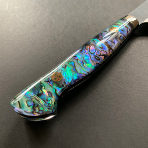Petty knife, SG2 powder steel, Kurouchi Tsuchime finish, Western style Abalone Shell handle - Nigara