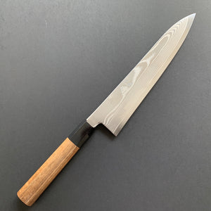 Gyuto knife, Ginsan stainless steel, Damascus finish, Ginsou range - Hatsukokoro