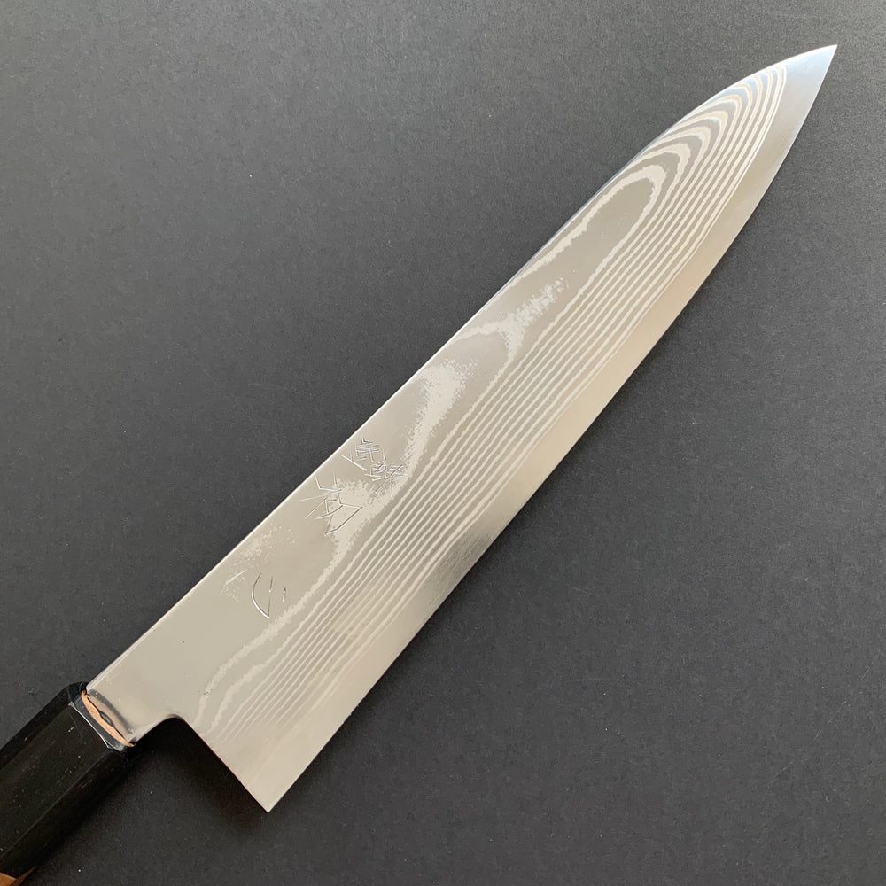 Gyuto knife, Ginsan stainless steel, Damascus finish, Ginsou range - Hatsukokoro