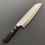 Santoku knife, VG10, Damascus and Tsuchime finish - dark indigo handle - Masutani