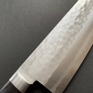Santoku knife, VG10, Damascus and Tsuchime finish - dark indigo handle - Masutani