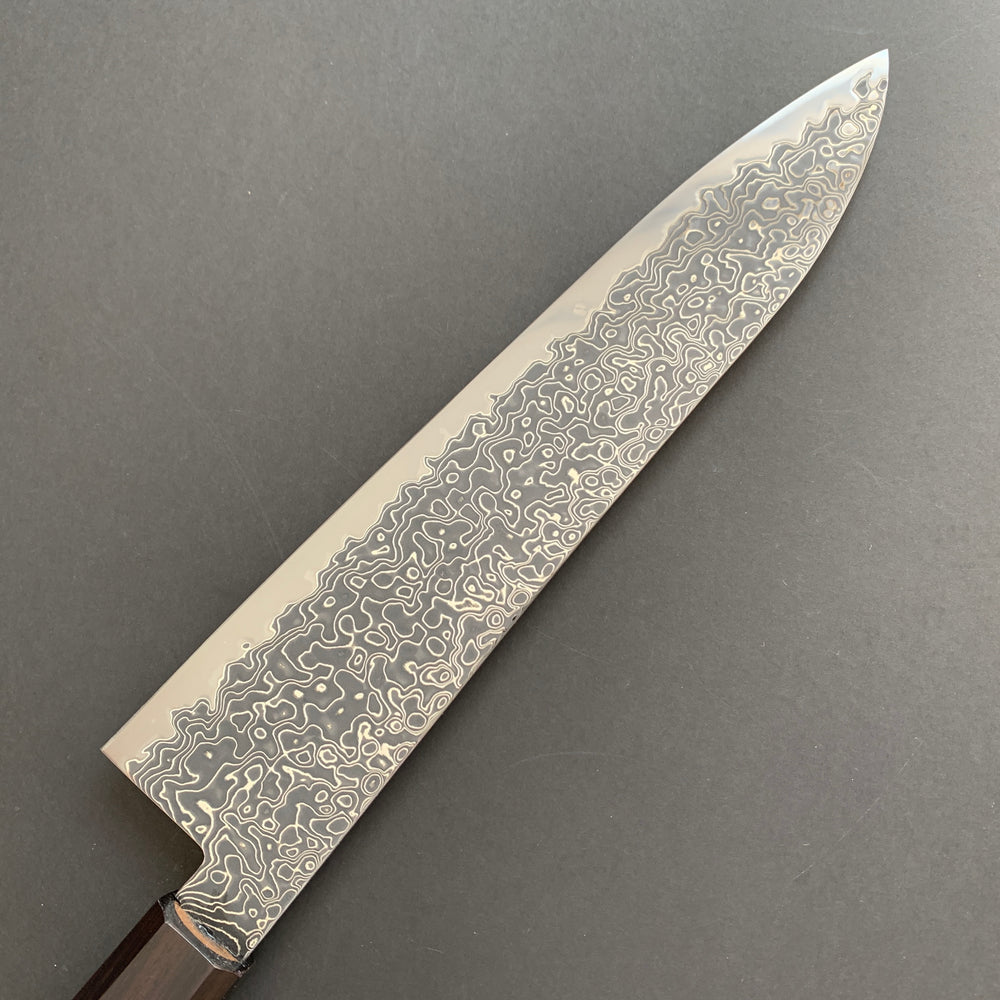 Gyuto knife, SG2 powder steel, Kurozome Damascus finish, Ryuhyo range - Hatsukokoro