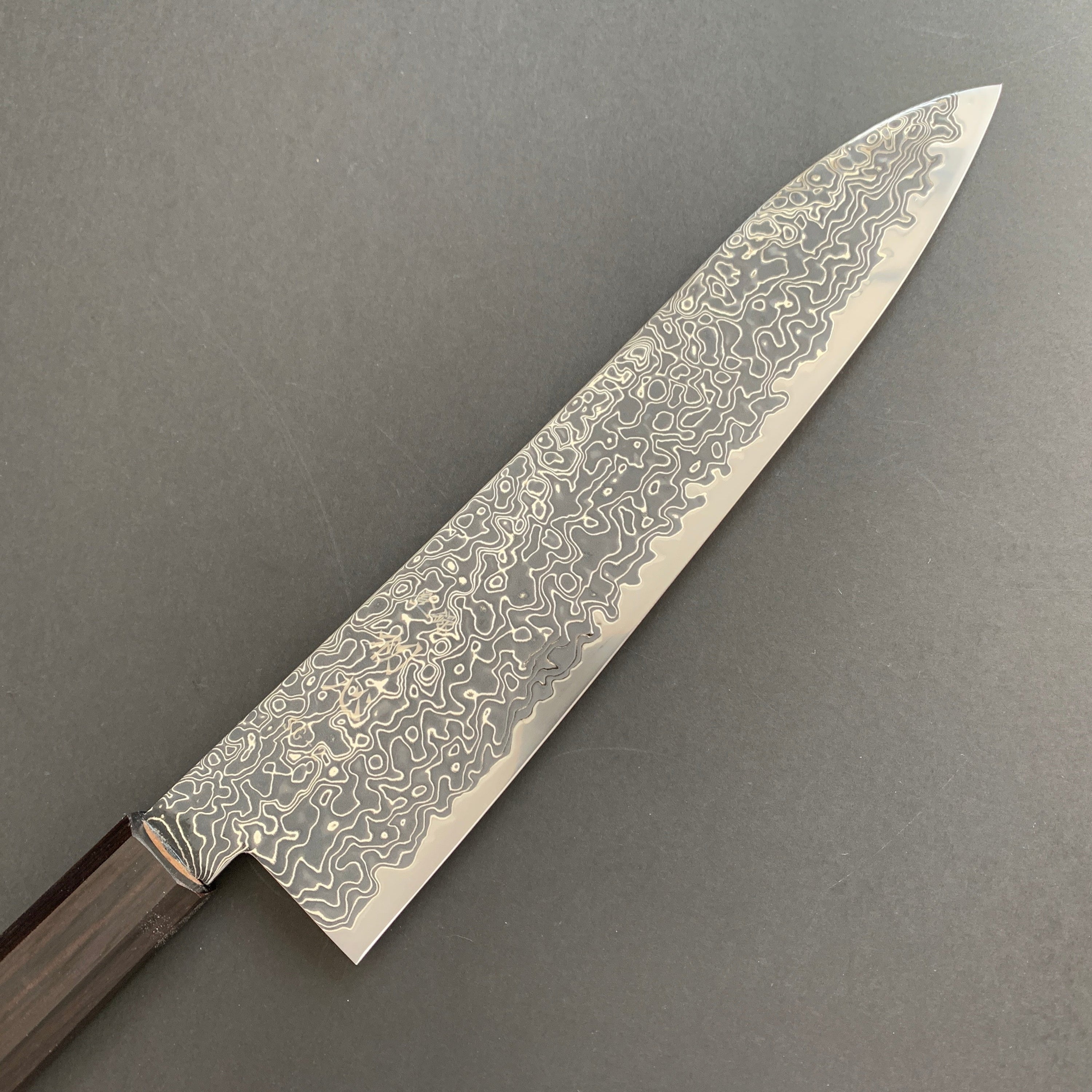 Gyuto knife, SG2 powder steel, Kurozome Damascus finish, Ryuhyo range - Hatsukokoro