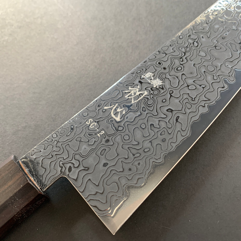Gyuto knife, SG2 powder steel, Kurozome Damascus finish, Ryuhyo range - Hatsukokoro