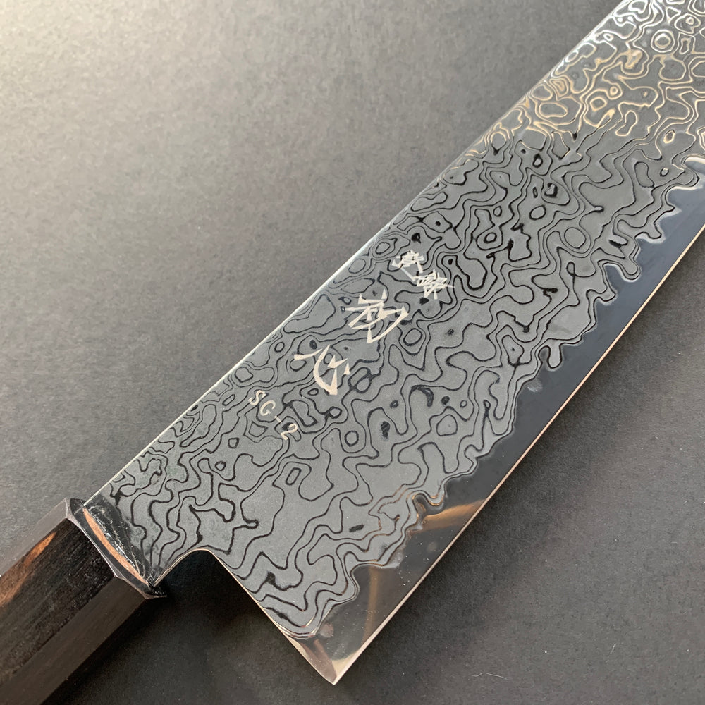 Kiritsuke Gyuto knife, SG2 powder steel, Kurozome Damascus finish, Ryuhyo range - Hatsukokoro