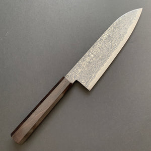 Santoku knife, SG2 powder steel, Kurozome Damascus finish, Ryuhyo range - Hatsukokoro