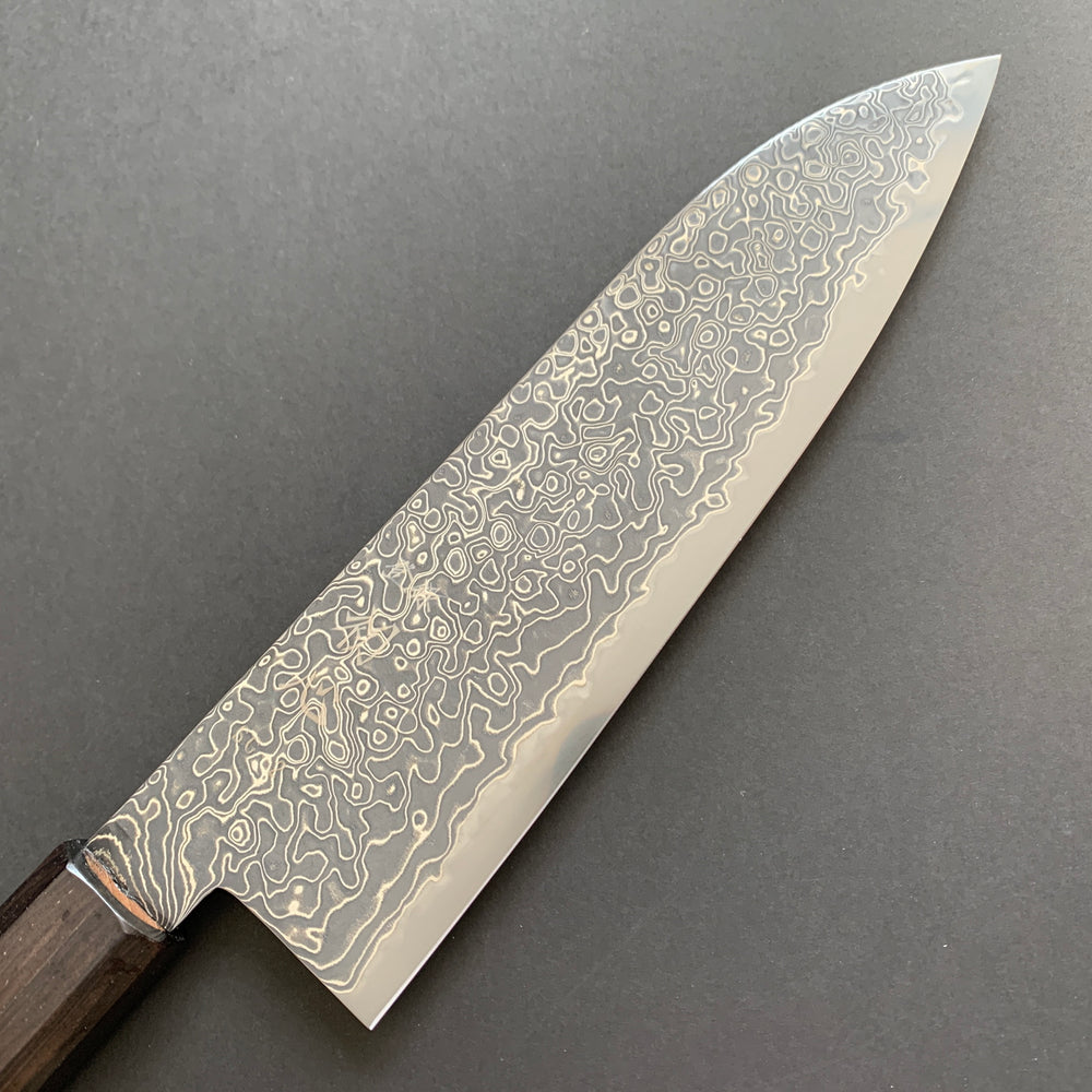 Santoku knife, SG2 powder steel, Kurozome Damascus finish, Ryuhyo range - Hatsukokoro