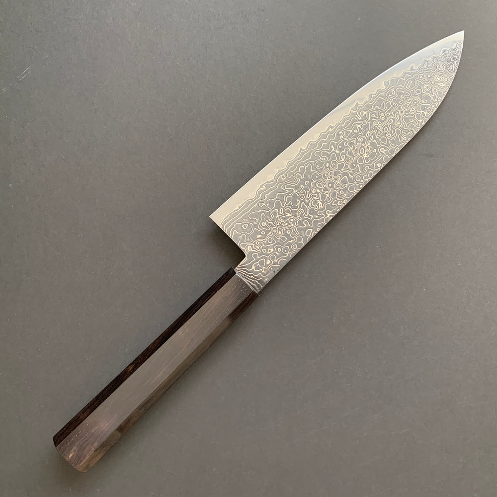Santoku knife, SG2 powder steel, Kurozome Damascus finish, Ryuhyo range - Hatsukokoro