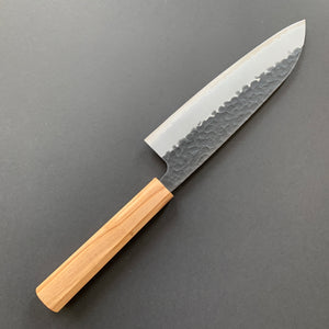 Santoku knife, Aogami Super with stainless steel cladding, Tsuchime Kurouchi finish - Ittetsu