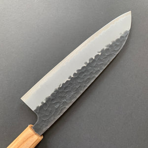 Santoku knife, Aogami Super with stainless steel cladding, Tsuchime Kurouchi finish - Ittetsu