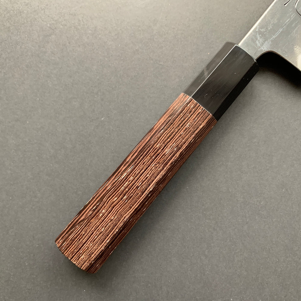 Gyuto knife, Shirogami 2 carbon steel with Stainless Steel cladding, Kurouchi finish, Kurokaze range - Hatsukokoro