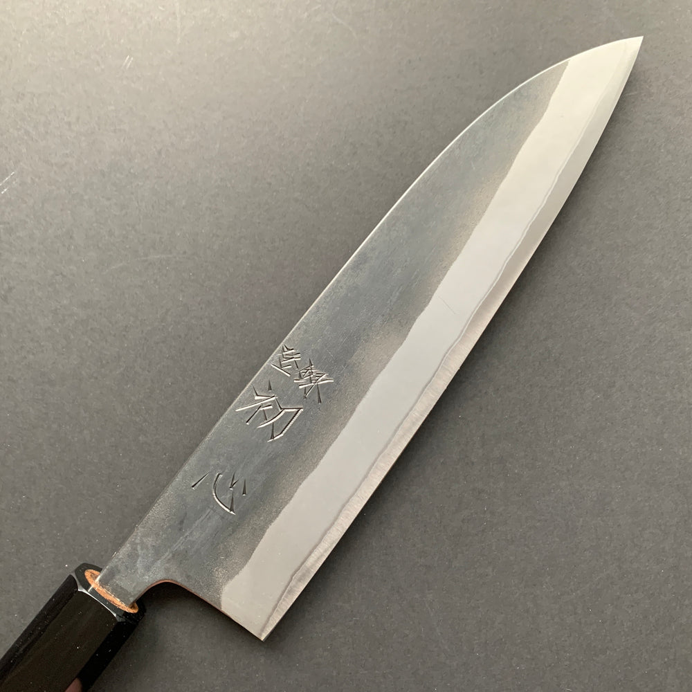 Gyuto knife, Shirogami 2 carbon steel with Stainless Steel cladding, Kurouchi finish, Kurokaze range - Hatsukokoro