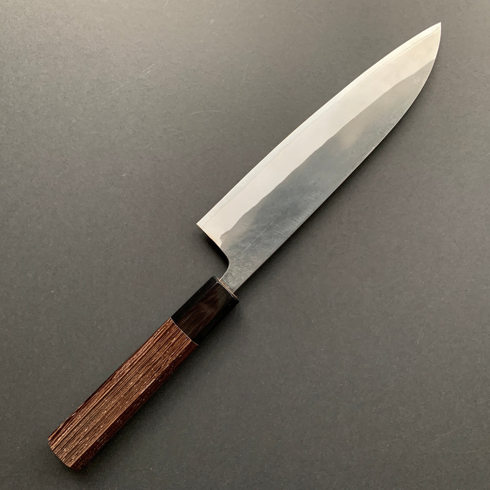 Gyuto knife, Shirogami 2 carbon steel with Stainless Steel cladding, Kurouchi finish, Kurokaze range - Hatsukokoro