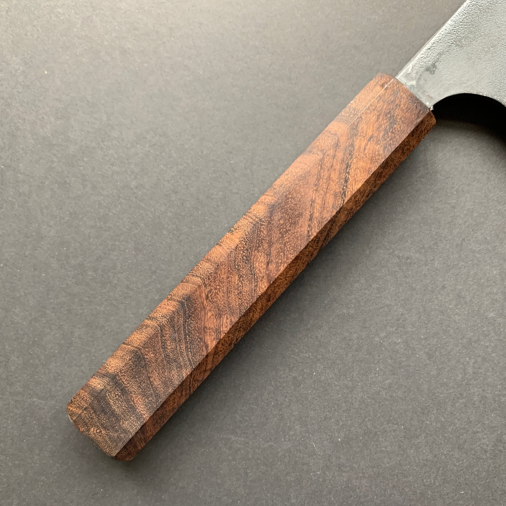 Nakiri knife, Shirogami 2 with iron cladding, Kurouchi finish - Kajibee