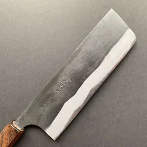 Nakiri knife, Shirogami 2 with iron cladding, Kurouchi finish - Kajibee