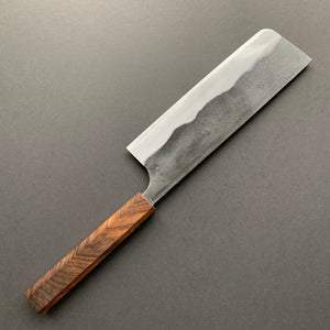Nakiri knife, Shirogami 2 with iron cladding, Kurouchi finish - Kajibee