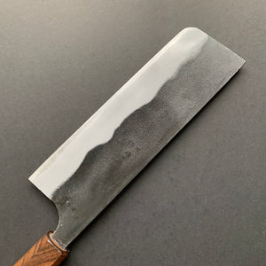 Nakiri knife, Shirogami 2 with iron cladding, Kurouchi finish - Kajibee