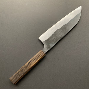 Santoku knife, Aogami 2 with iron cladding, Kurouchi and Damascus finish - Kajibee