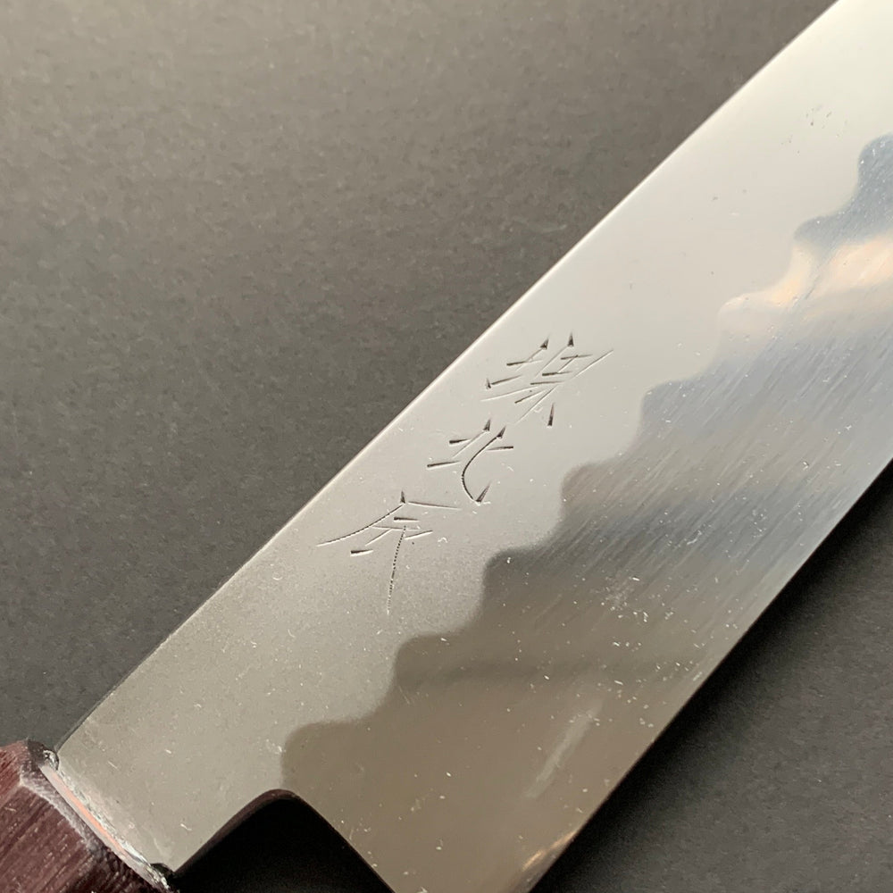 Honyaki Santoku knife, Shirogami 3 Carbon steel, mirror polish finish - Ikeda