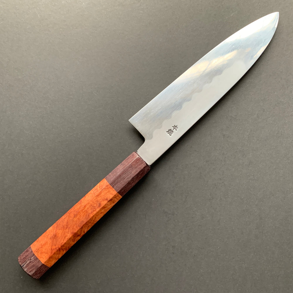 Honyaki Santoku knife, Shirogami 3 Carbon steel, mirror polish finish - Ikeda