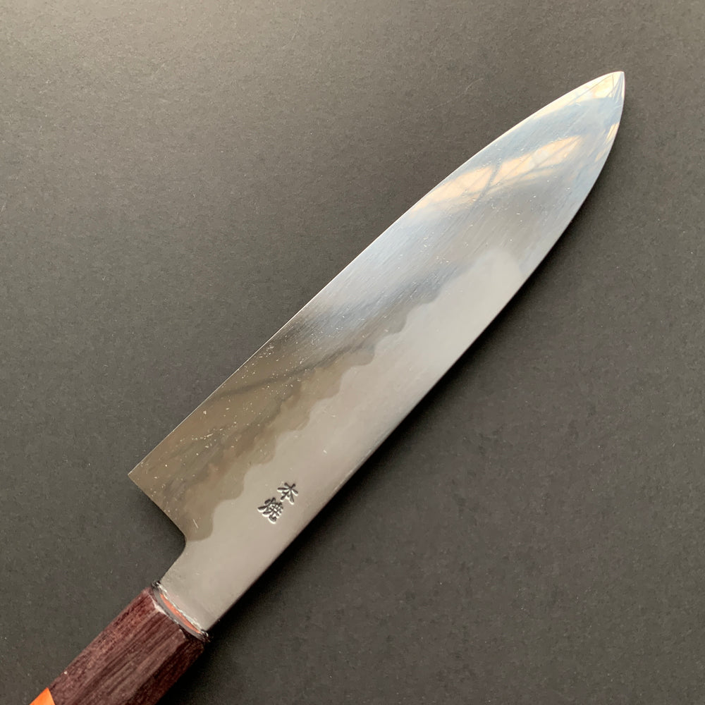 Honyaki Santoku knife, Shirogami 3 Carbon steel, mirror polish finish - Ikeda