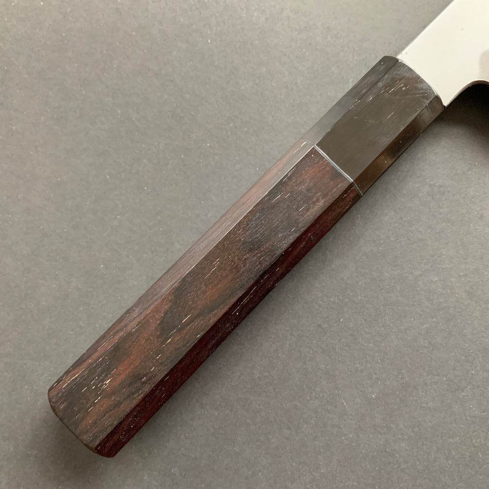 Honyaki Santoku knife, Shirogami 3 Carbon steel, mirror polish finish - Ikeda