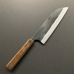 Santoku knife, Shirogami 2 with iron cladding, Kurouchi finish - Kajibee