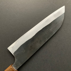 Santoku knife, Shirogami 2 with iron cladding, Kurouchi finish - Kajibee