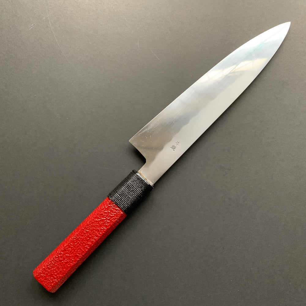 Honyaki Gyuto knife, Shirogami 3 Carbon steel, mirror polish finish, Urushi lacquer handle - Ikeda