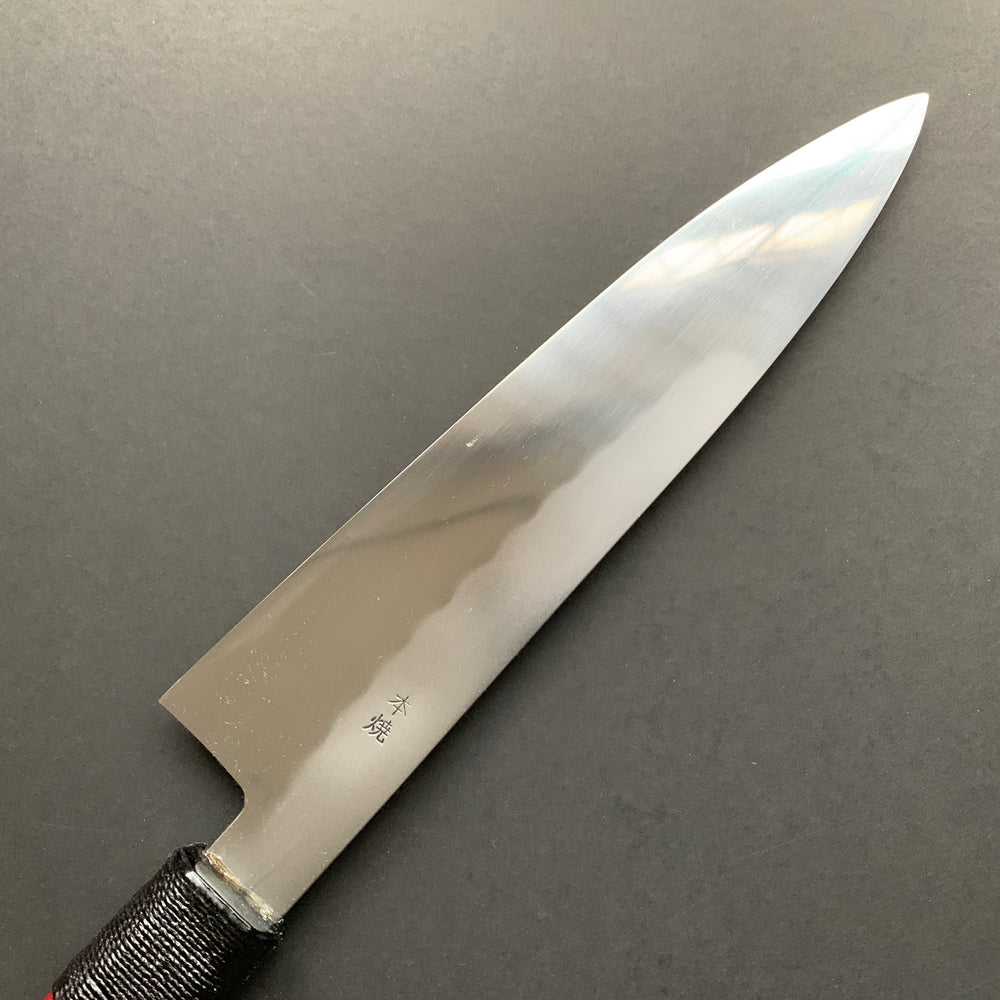 Honyaki Gyuto knife, Shirogami 3 Carbon steel, mirror polish finish, Urushi lacquer handle - Ikeda