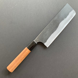 Nakiri knife, Shirogami 2 with iron cladding, Kurouchi finish - Kajibee