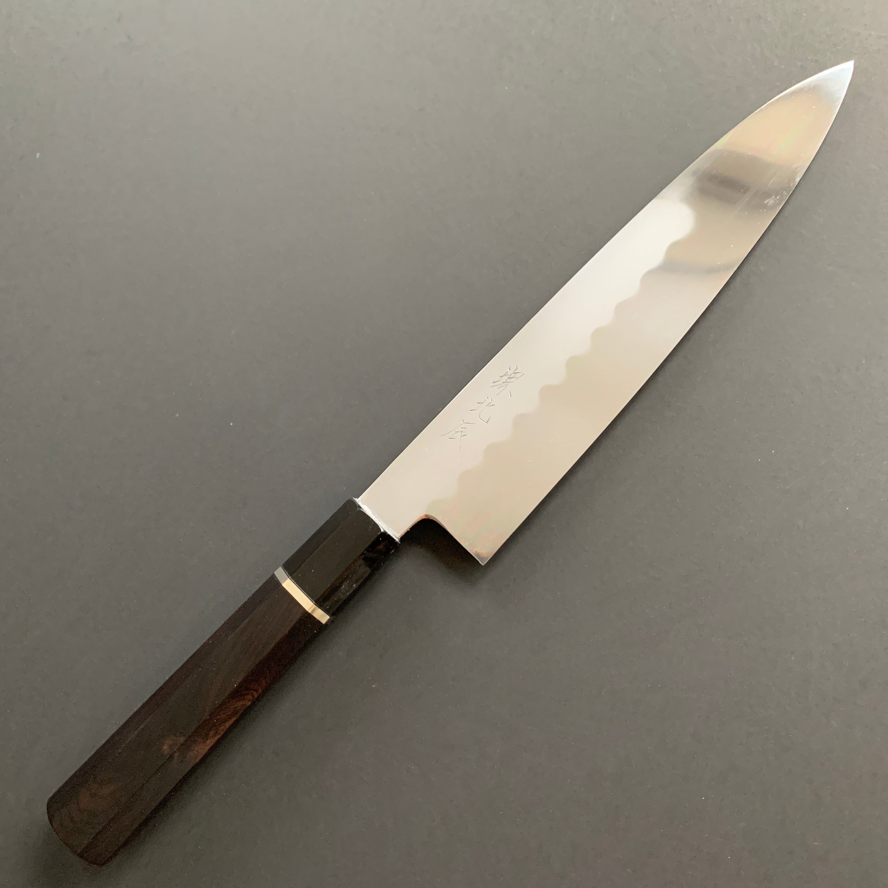Honyaki Gyuto knife, Shirogami 3 Carbon steel, mirror polish finish - Ikeda